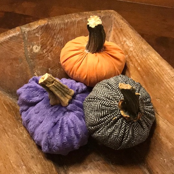 Hand Crafted Other - Bundle of 3 stuffed pumpkins/w real pumpkin stems